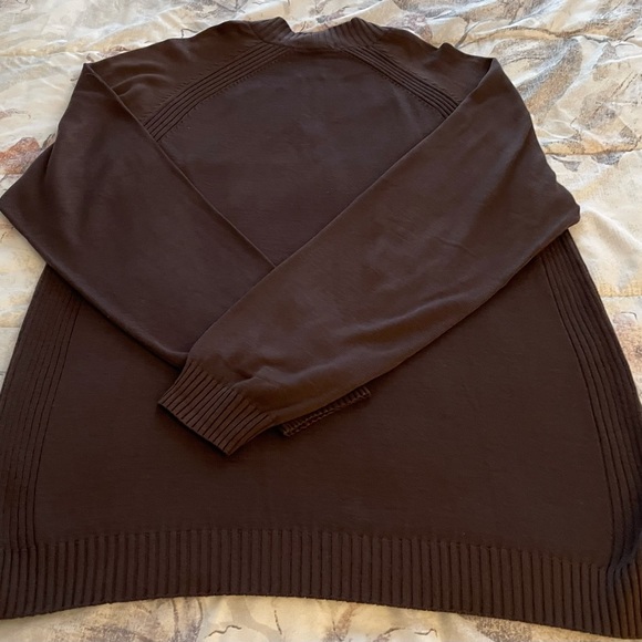 Cullen men’s brown 80% silk 1/4 zip mixed knit preppy cottage sweater, size L - Picture 7 of 15